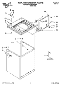 TOP AND CABINET PARTS Diagram and Parts List for 6ALSR7244MW0  Whirlpool Washer