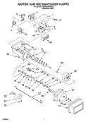 MOTOR AND ICE CONTAINER PARTS Diagram and Parts List for KSBP25FKSS02  KitchenAid Refrigerator
