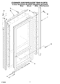 CABINET AND BREAKER TRIM PARTS Diagram and Parts List for KBLS36FKB02  KitchenAid Refrigerator