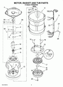 MOTOR, BASKET AND TUB PARTS Diagram and Parts List for WTW6200VW0  Whirlpool Washer