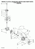 BRAKE, CLUTCH, GEARCASE, MOTOR AND PUMP PARTS Diagram and Parts List for YWET3300SQ2  Whirlpool Washer Dryer Combo