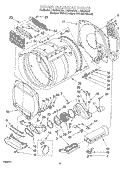 DRYER BULKHEAD Diagram and Parts List for LTE6234DQ2  Whirlpool Washer Dryer Combo