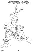 PUMP AND SPRAY ARM PARTS Diagram and Parts List for DU850SWPS3  Whirlpool Dishwasher