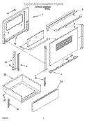 DOOR AND DRAWER PARTS Diagram and Parts List for WGE33001  Whirlpool Range