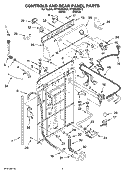 CONTROLS AND REAR PANEL PARTS Diagram and Parts List for WTW5590ST2  Whirlpool Washer