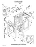 CABINET PARTS Diagram and Parts List for WGD96HEYW0  Whirlpool Dryer