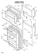 DOOR Diagram and Parts List for RT14BKXKQ00  Roper Refrigerator