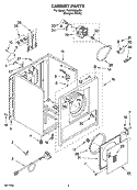 CABINET PARTS Diagram and Parts List for YLER3624JQ1  Whirlpool Dryer