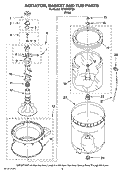 AGITATOR, BASKET AND TUB PARTS Diagram and Parts List for MTW5700TQ0  Whirlpool Washer