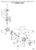 BRAKE, CLUTCH, GEARCASE, MOTOR & PUMP Diagram and Parts List for 7MLSQ8543JQ0  Whirlpool Washer