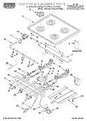COOKTOP AND MANIFOLD, LITERATURE Diagram and Parts List for FGP215EW4  Roper Range