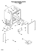 TUB AND FRAME PARTS Diagram and Parts List for RUD8050RD0  Roper Dishwasher
