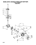 BRAKE, CLUTCH, GEARCASE, MOTOR & PUMP Diagram and Parts List for 6LSC9255BQ0  Whirlpool Washer