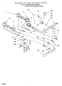 MANIFOLD AND BURNER Diagram and Parts List for SS385PEBQ1  Whirlpool Range