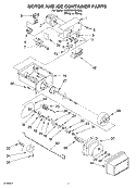 MOTOR AND ICE CONTAINER PARTS Diagram and Parts List for 3XED5SHQKQ02  Whirlpool Refrigerator