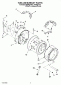 TUB AND BASKET PARTS Diagram and Parts List for WFW9600TW02  Whirlpool Washer