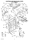 CONTROLS AND REAR PANEL PARTS Diagram and Parts List for 3SWTW5205SQ0  Whirlpool Washer