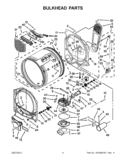 BULKHEAD PARTS Diagram and Parts List for WGD8600YW3  Whirlpool Dryer