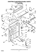 CONTROL AND REAR PANEL PARTS Diagram and Parts List for RAX4232PQ1  Roper Washer