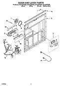 DOOR AND LATCH PARTS Diagram and Parts List for GU1500XTKQ0  Whirlpool Dishwasher