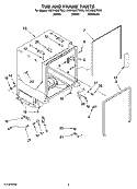TUB AND FRAME PARTS Diagram and Parts List for KUDK03CTWH3  KitchenAid Dishwasher