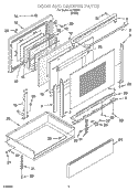 DOOR AND DRAWER PARTS Diagram and Parts List for GJP85801  Whirlpool Range