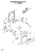 DISPENSER FRONT PARTS Diagram and Parts List for 7GS2SHAXMS00  Whirlpool Refrigerator