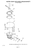 HEATER, PUMP AND LOWER SPRAY ARM Diagram and Parts List for DU7600XS6  Whirlpool Dishwasher