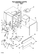 TUB ASSEMBLY PARTS Diagram and Parts List for RUD6050RD2  Roper Dishwasher