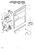 DOOR AND LATCH PARTS Diagram and Parts List for GU2300XTLQ0  Whirlpool Dishwasher