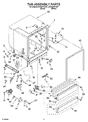 TUB ASSEMBLY Diagram and Parts List for DU950PWKB1  Whirlpool Dishwasher