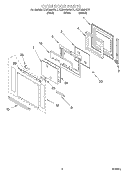 OVEN DOOR Diagram and Parts List for KEBC208HBT1  KitchenAid Wall Oven