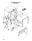 TUB ASSEMBLY Diagram and Parts List for DU5200XW0  Whirlpool Dishwasher