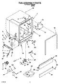 TUB ASSEMBLY PARTS Diagram and Parts List for ISU58460  Whirlpool Dishwasher