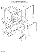 TUB AND FRAME PARTS Diagram and Parts List for KUDM03FTBL1  KitchenAid Dishwasher