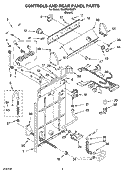 CONTROLS AND REAR PANEL PARTS Diagram and Parts List for 7MLBR6103MT1  Whirlpool Washer
