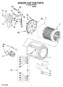 BASKET AND TUB PARTS Diagram and Parts List for IFR42000  Inglis Washer