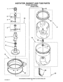 AGITATOR, BASKET AND TUB PARTS Diagram and Parts List for WGT3300XQ1  Whirlpool Washer Dryer Combo