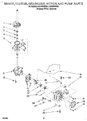 BRAKE, CLUTCH, GEARCASE, MOTOR & PUMP Diagram and Parts List for 7LSC8244BQ0  Whirlpool Washer