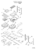 SHELF Diagram and Parts List for 1VET27DKGW1  Whirlpool Refrigerator