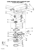 CASE, GEARING AND PLANETARY UNIT Diagram and Parts List for 5K45SSSDWH4  KitchenAid Mixer