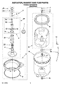 AGITATOR, BASKET AND TUB PARTS Diagram and Parts List for 7MWT98930TM0  Whirlpool Washer