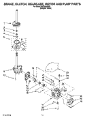 BRAKE, CLUTCH, GEARCASE, MOTOR AND PUMP PARTS Diagram and Parts List for WGT3300SQ0  Whirlpool Washer Dryer Combo