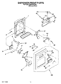 DISPENSER FRONT PARTS Diagram and Parts List for RS25CGXTD00  Roper Refrigerator