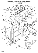 CONTROLS AND REAR PANEL PARTS Diagram and Parts List for LSQ9110PW2  Whirlpool Washer