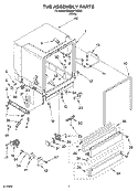 TUB ASSEMBLY Diagram and Parts List for DU600PWKQ0  Whirlpool Dishwasher