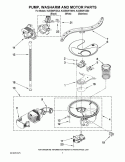 PUMP, WASHARM AND MOTOR PARTS Diagram and Parts List for KUDE60FXBL0  KitchenAid Dishwasher