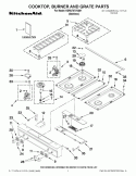 COOKTOP, BURNER AND GRATE PARTS Diagram and Parts List for KDRU707VSS01  KitchenAid Range