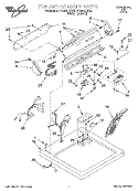 TOP AND CONSOLE Diagram and Parts List for 3CG2901XSN3  Whirlpool Dryer
