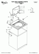 TOP AND CABINET PARTS Diagram and Parts List for 7MWT95500SQ2  Whirlpool Washer